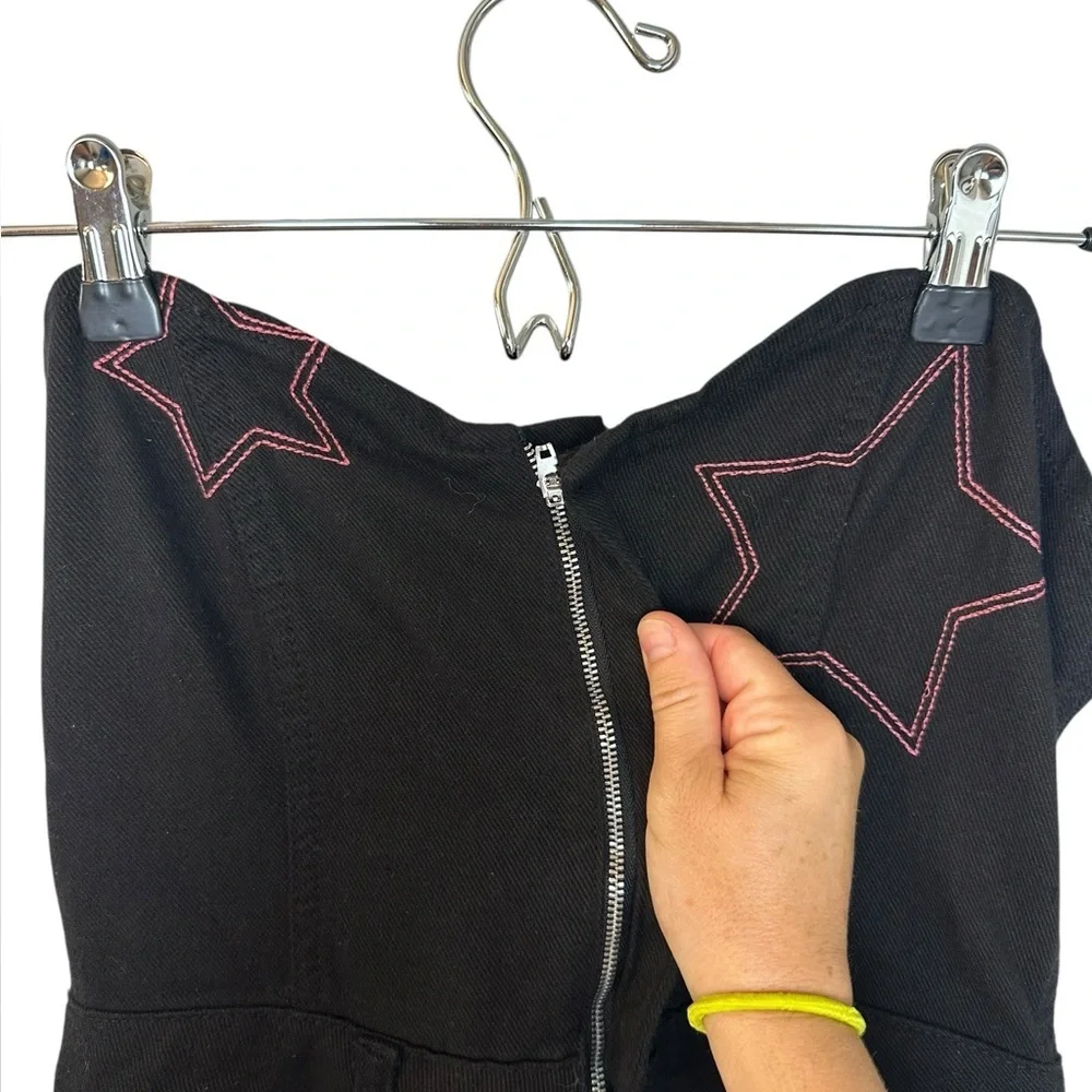 NWT Nasty Gal Black Star-Patterned Strapless Jumpsuit 8 - Picture 5 of 9